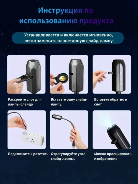 Космический LED-проектор с 10 сменными линзами, ночник планет, USB, для комнаты и подарка