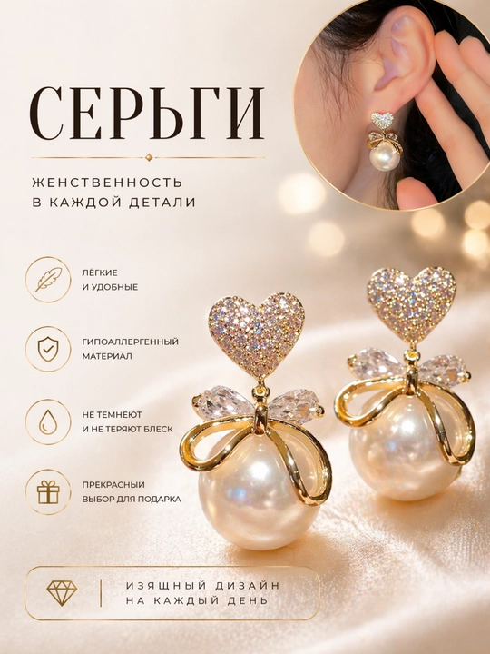 Серьги, Лёгкие серьги с аккуратным дизайном для повседневного образа - 