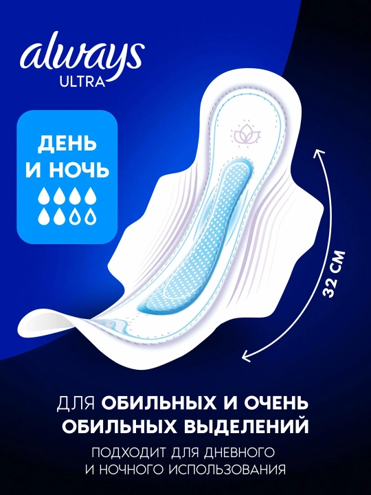 ALWAYS Ultra Прокладки ночные, 26 шт