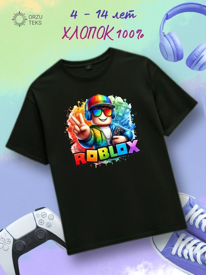 Футболка с принтом Roblox, Minecraft, Spider man для мальчиков, для девочек, ORZU TEKS