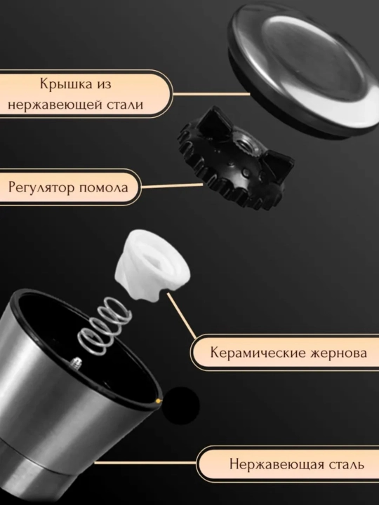 Мельница для специй ручная механическая для перца и соли стекло керамика кухня