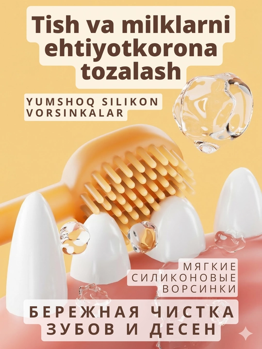 Itlar va mushuklar uchun silikon tish cho'tkalari to'plami, g'ilof bilan, 3 dona