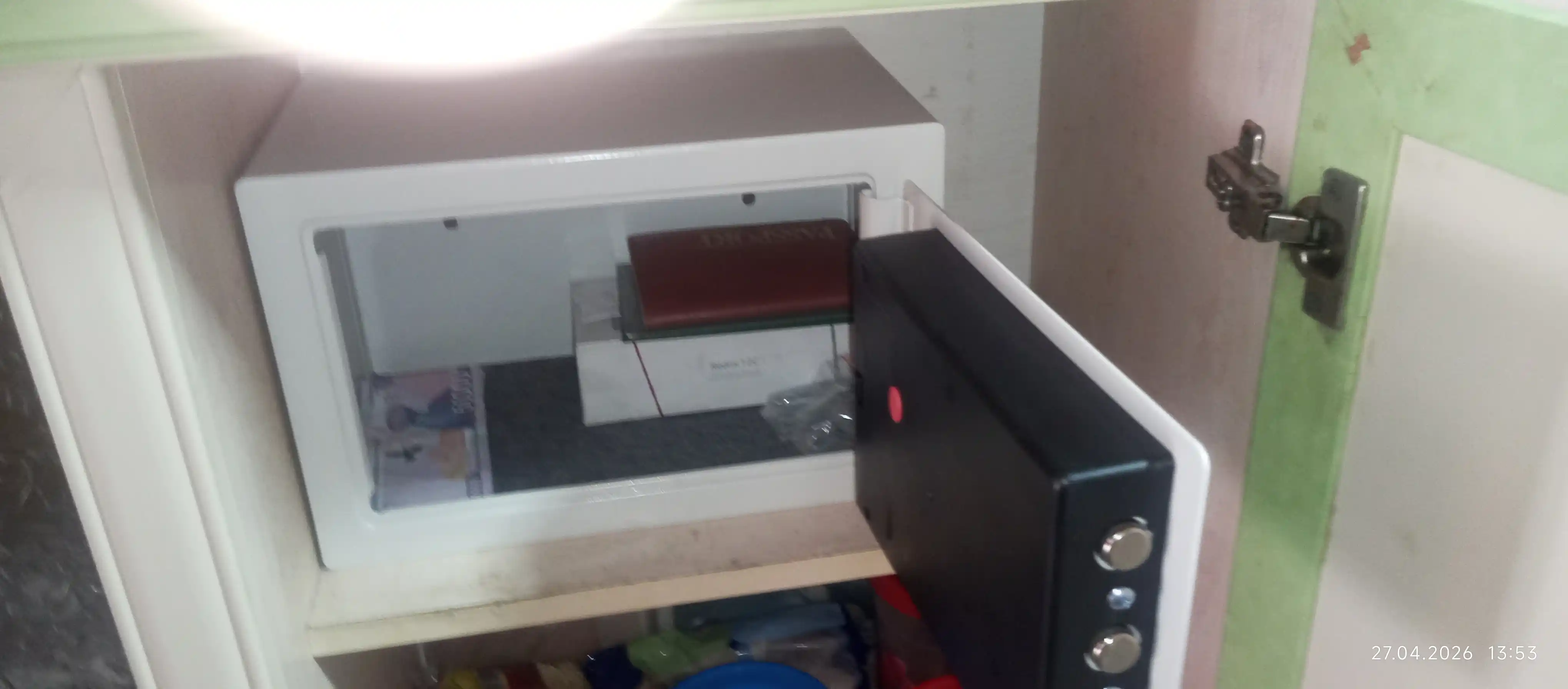 Elektron kod va kalitli seyf, 31x20x20 sm, metall, uy va ofis uchun