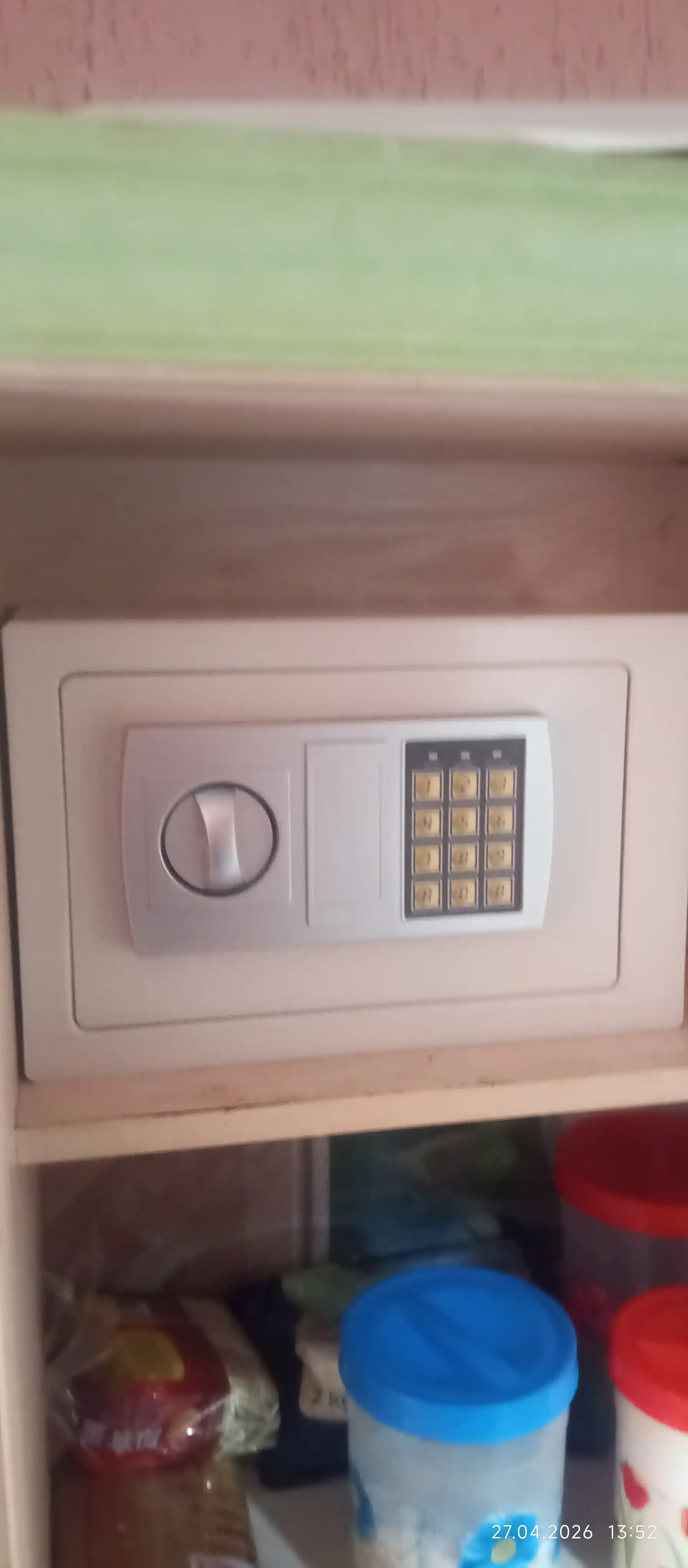 Elektron kod va kalitli seyf, 31x20x20 sm, metall, uy va ofis uchun