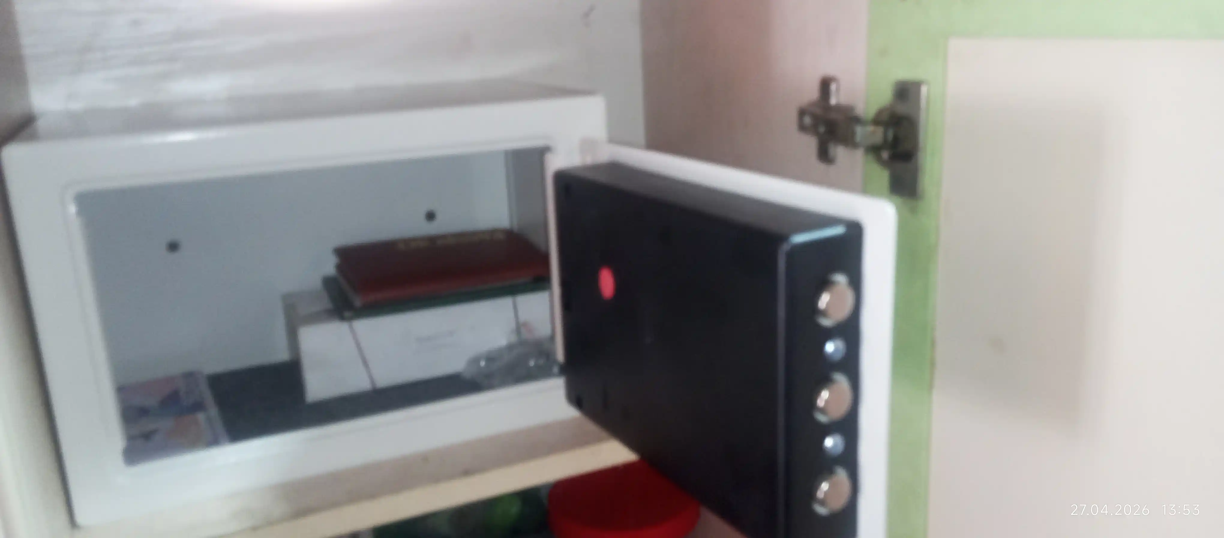 Elektron kod va kalitli seyf, 31x20x20 sm, metall, uy va ofis uchun