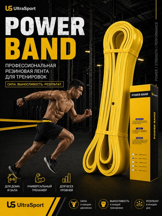 Резинкa, фитнес резинка эспандер, Power Band для силы, растяжки, эффективных тренировок - 