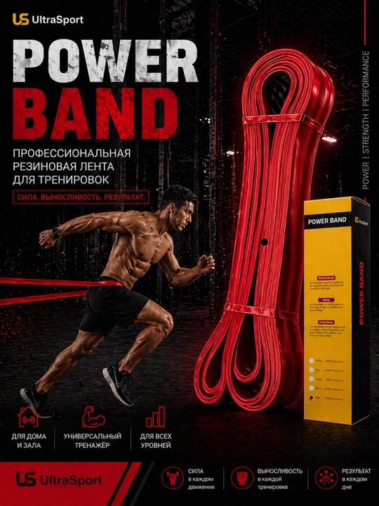 Резинкa, фитнес резинка эспандер, Power Band для силы, растяжки, эффективных тренировок - 