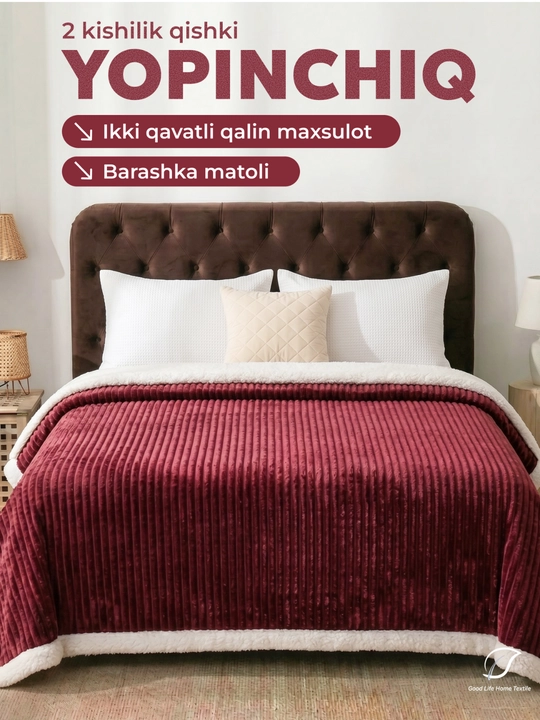 Issiq ko'rpa 200×220 sm, qishki, yumshoq mikrofibra matoli - 