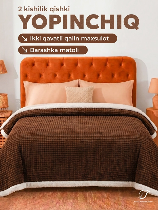 Issiq ko'rpa 200×220 sm, qishki, yumshoq mikrofibra matoli - 