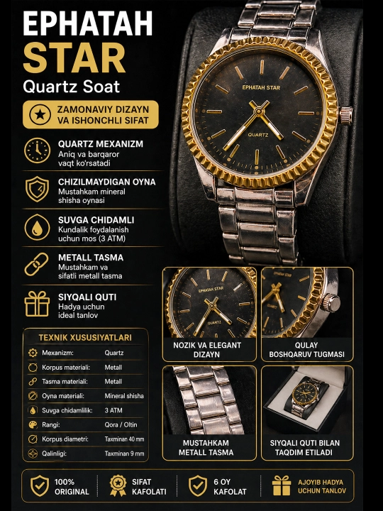 Erkaklar qo‘l Soati - EPHATAH STAR Quartz