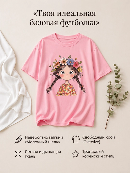 Женская футболка, принт, свободная, белая/розовая/черная, 9 видов, M-XL - 
