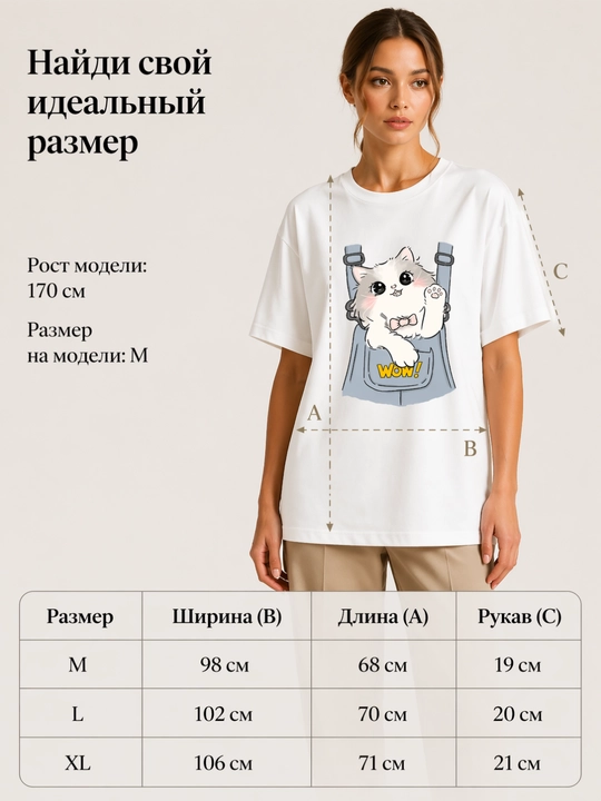 Ayollar futbolkasi, printli, keng fason, oq/pushti/qora, 9 tur, M-XL