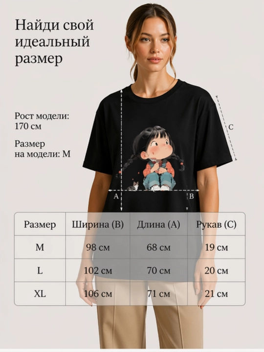 Ayollar futbolkasi, printli, keng fason, oq/pushti/qora, 9 tur, M-XL