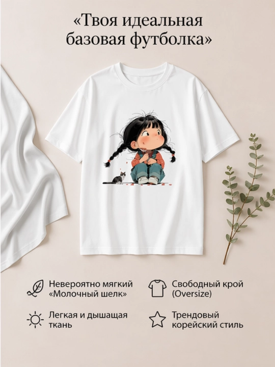 Женская футболка, принт, свободная, белая/розовая/черная, 9 видов, M-XL - 