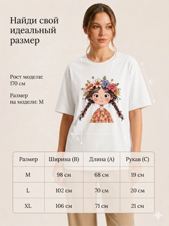 Ayollar futbolkasi, printli, keng fason, oq/pushti/qora, 9 tur, M-XL