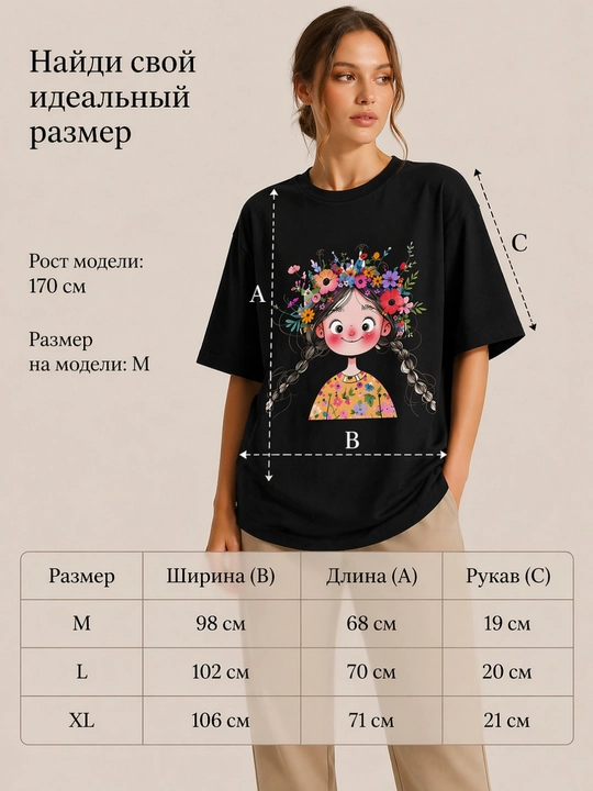 Ayollar futbolkasi, printli, keng fason, oq/pushti/qora, 9 tur, M-XL