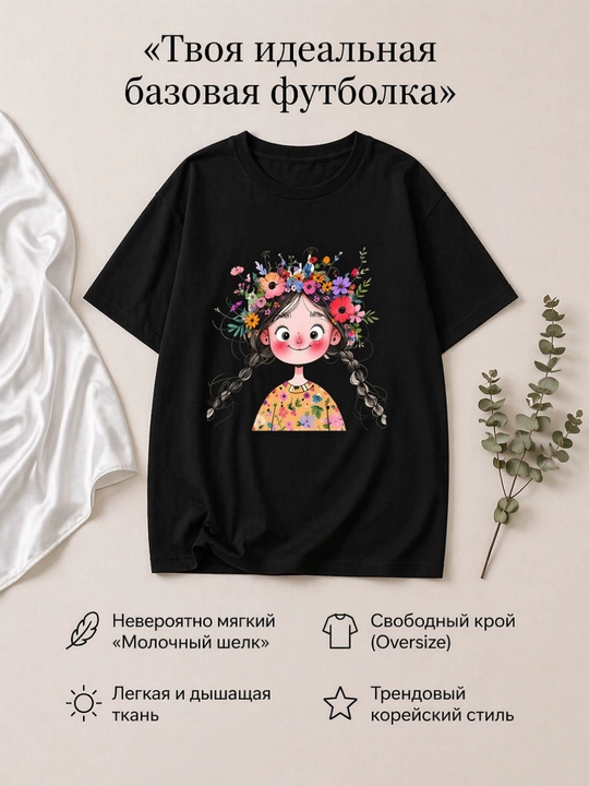 Женская футболка, принт, свободная, белая/розовая/черная, 9 видов, M-XL - 