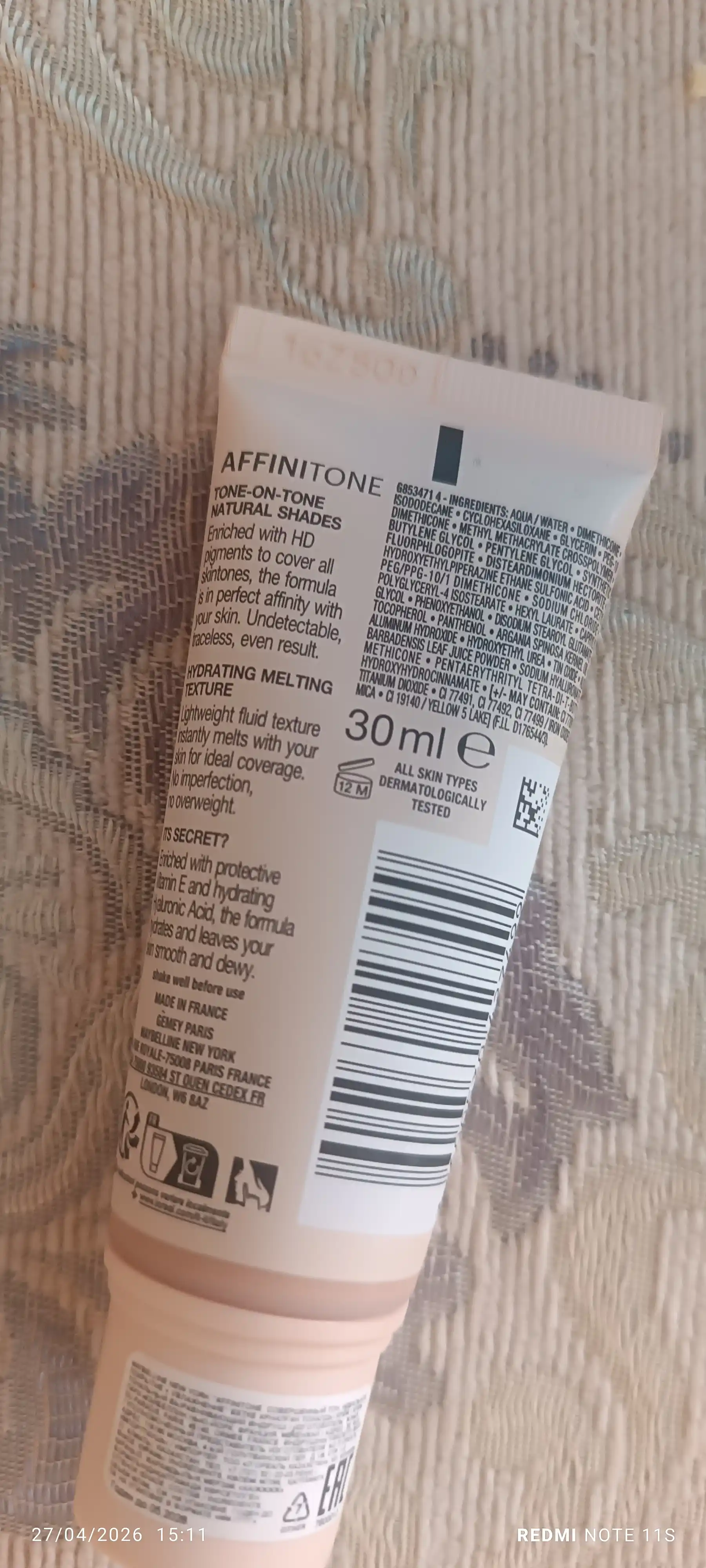 AFFINITONE tonal kremi, 17-rang, pushti-bej rang