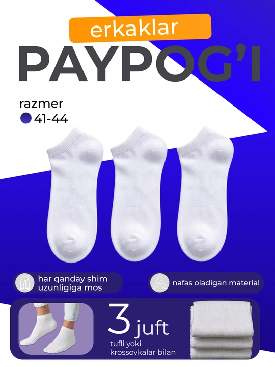 Paypoqlar erkaklar uchun, yozgi, kalta