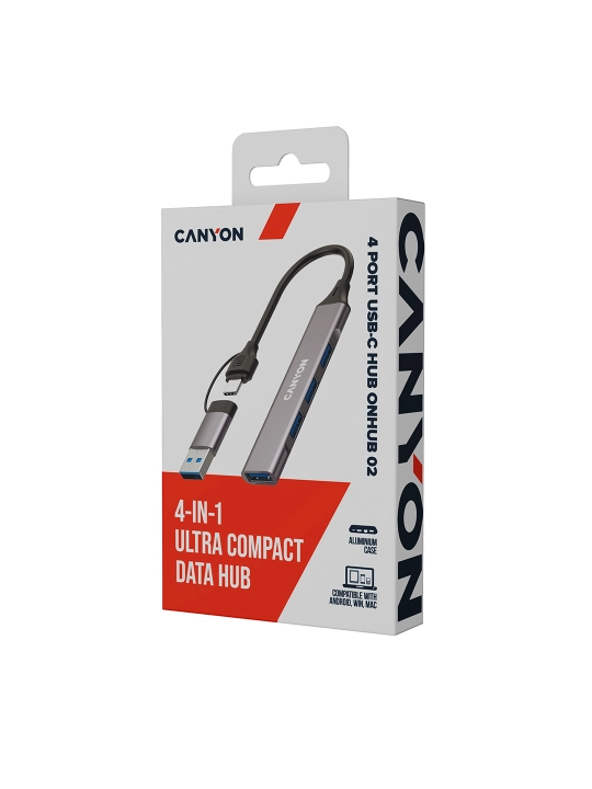 USB hub adapter CANYON DS-02, 4 port USB-Type C