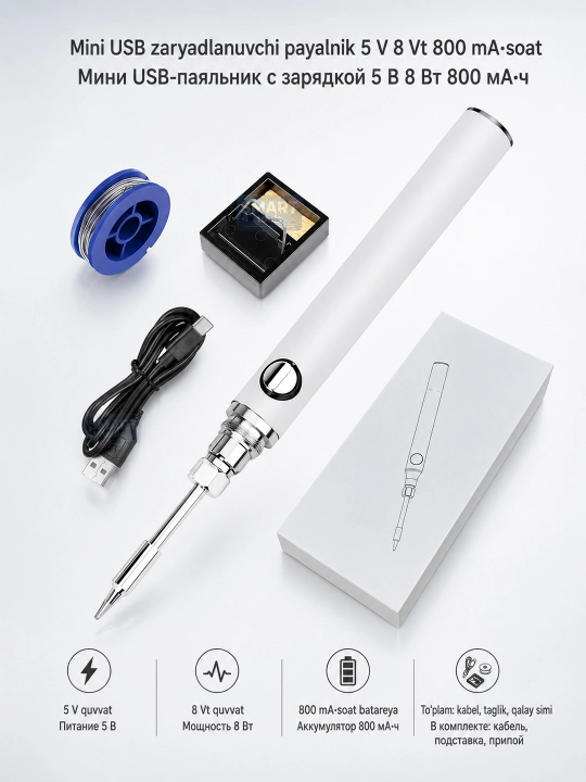 USB payalnik 5V 8W 800mAh, 3 haroratli ixcham payvandlagich - 