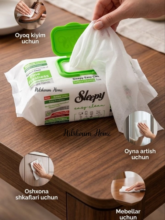 Sleepy Sirkali nam salfetkalar, Sleepy turli xushbo‘y hidli salfetkalar, 100 dona