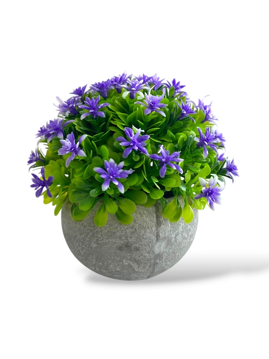 Sun'iy dekorativ gul "Lavanda" sement tuvakda, interyer uchun, 12 sm