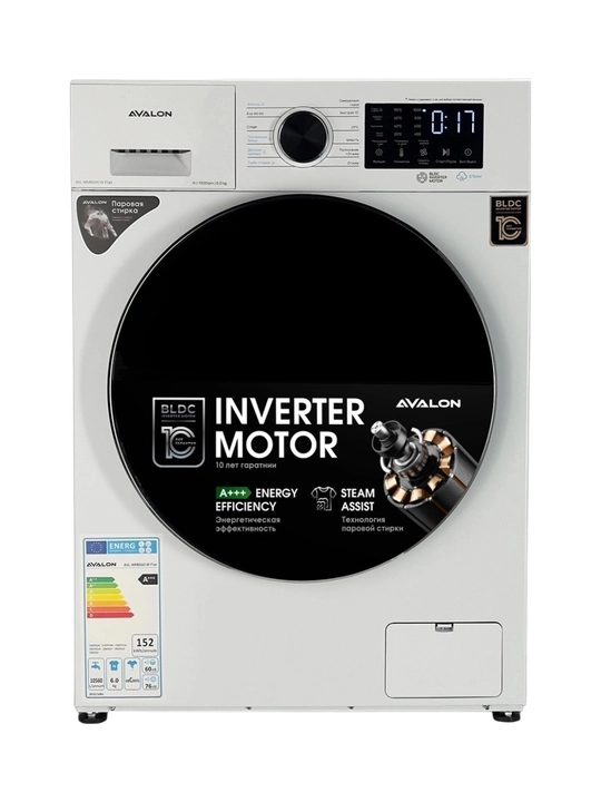 Kir yuvish mashinasi Avalon AVL-WM 6040 W Flat, 6 kg, 1000 rpm, inverter, tez yuvish - 