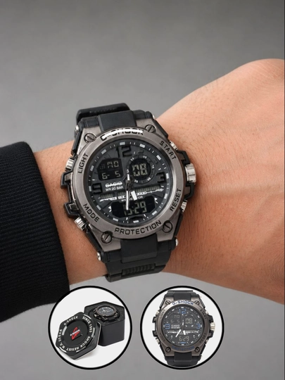 Мужские наручные часы, спортивные часы G-SHOCK с кожаным ремешком, водонепроницаемые — CLEANNE-GSHOCK70-ЧЕРН