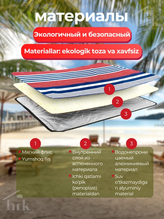 Коврик для пляжа, пикника и похода, водостойкий, мягкий
