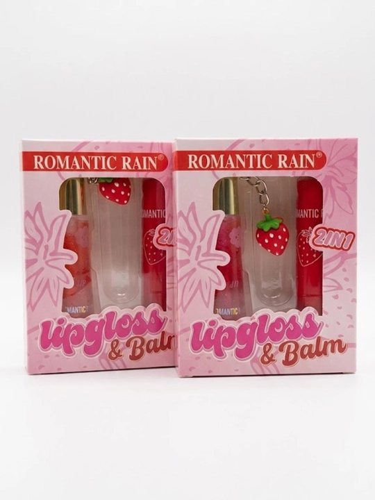 Lab uchun to'plam 2 tasi 1 da: jilo (blesk) va namlovchi balzam Romantic Rain qulupnayli - 