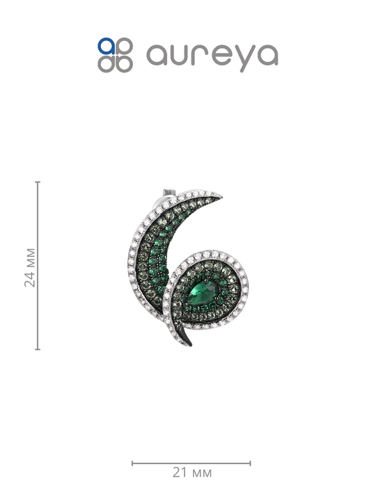 Серьги из серебра 925 пробы с родием, вставки: Фианит (E318606GSZSK925)