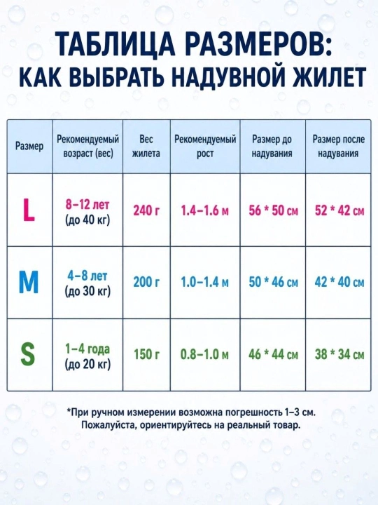 Надувной жилет детский для плавания с воротником, 3 размера S/M/L, безопасный