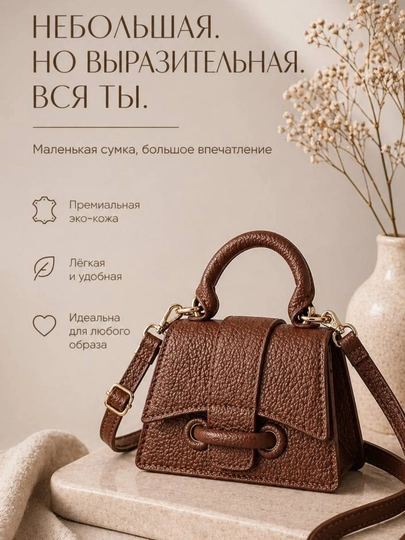 Женская сумка кросс боди, через плечо для повседневного использования, маленькая — REMAN88-MINI1-КОРИЧН