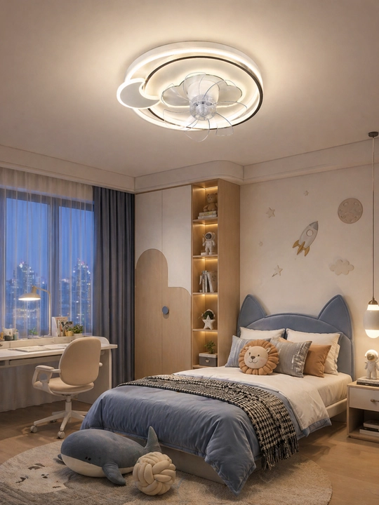 Ventilyatorli shift LED qandil, pult, 3 xil yorug‘lik rejimi, 25 m2 gacha, diametri 50 sm