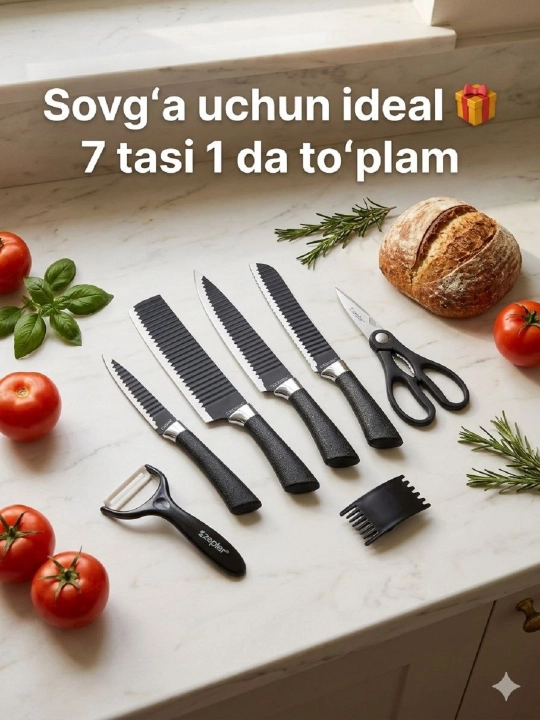 Набор ножей Zepter 7-в-1 из нержавеющей стали в подарочной упаковке