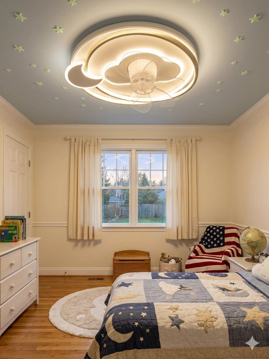 Ventilyatorli shift LED qandil, pult, 3 xil yorug‘lik rejimi, 25 m2 gacha, diametri 50 sm