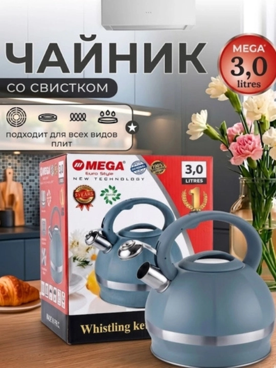 Чайник со свистком ALONSA, гранитное покрытие, 3.5 л - 