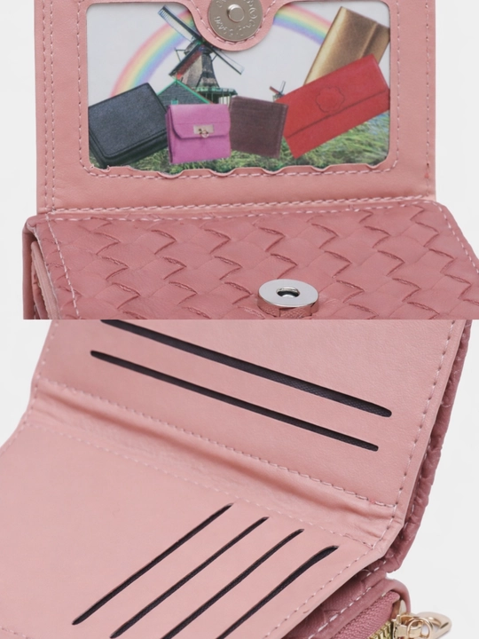 Ayollar uchun eko charm hamyon, 3 buklama, pul bo‘limi, 5+ karta