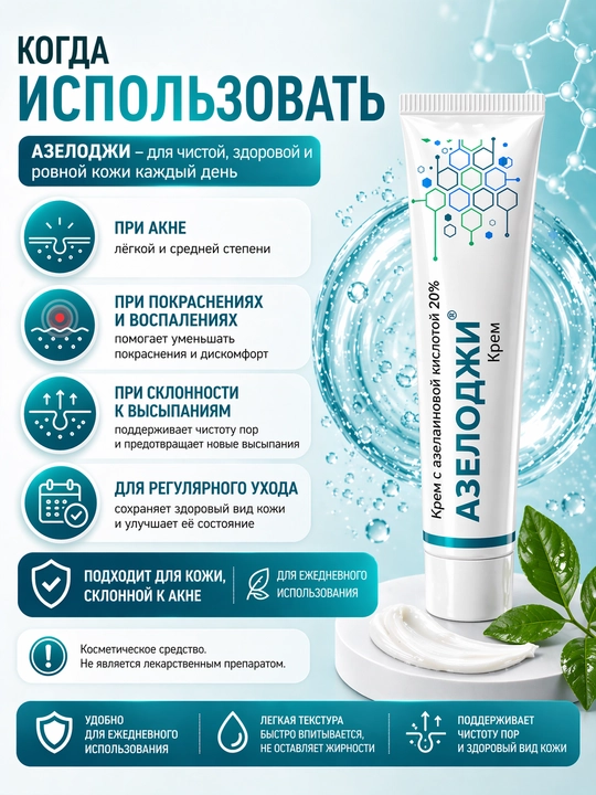 Крем от прыщей с азелаиновой кислотой 20% Azelogy, 30 г