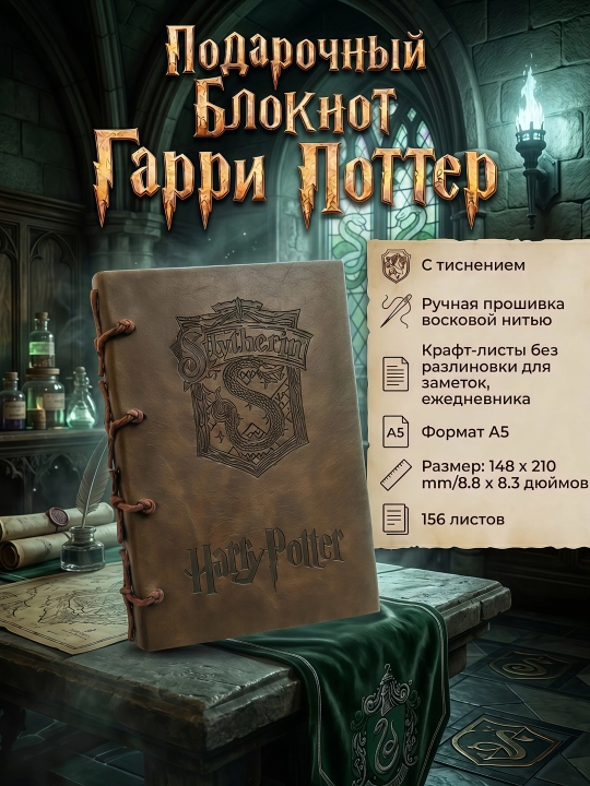 Garri Potter sovg'abop bloknoti A5, Slizerin va Griffindor, 156 varaq - 