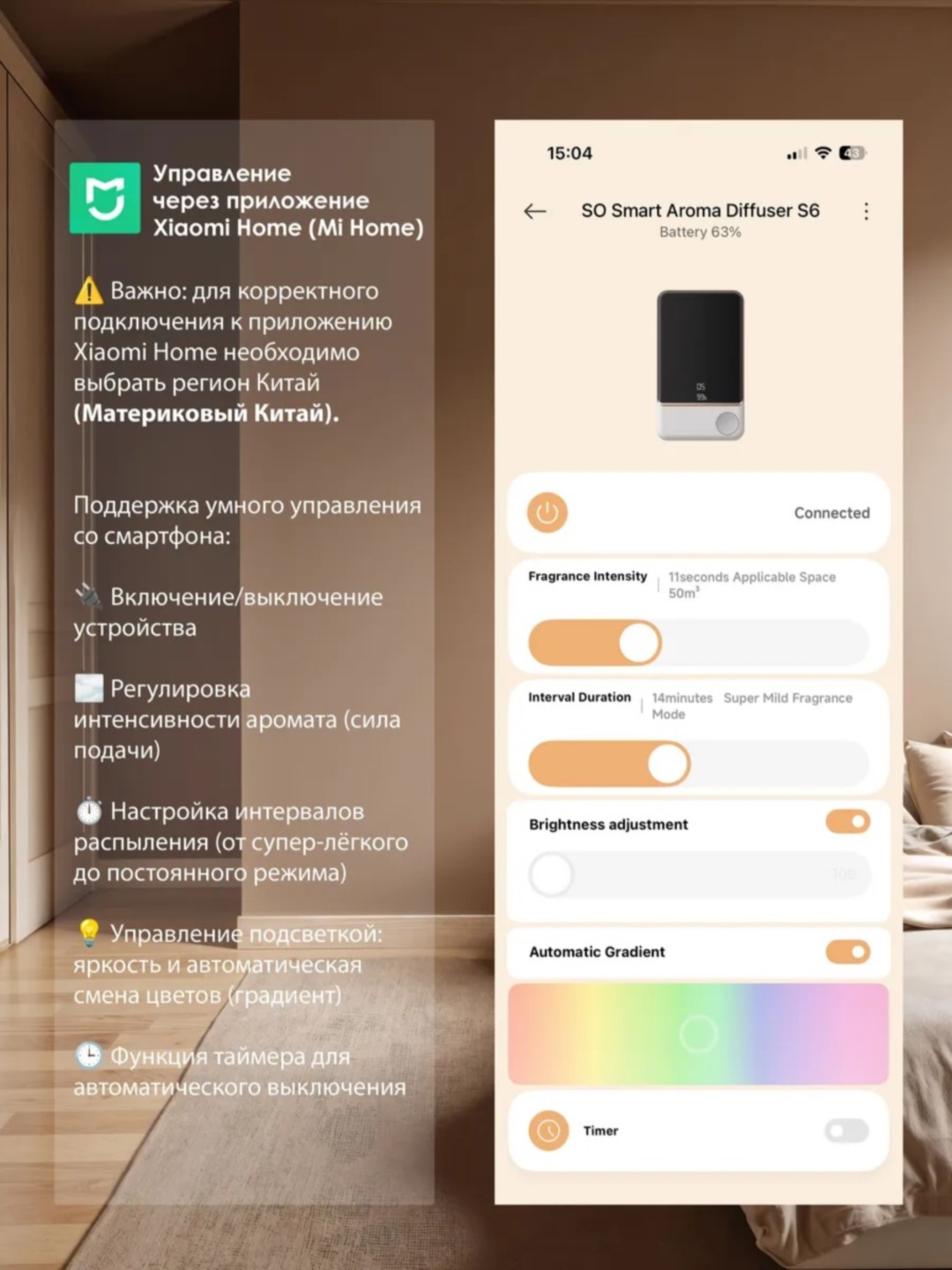 Uy uchun avtomatik havo tozalagich, xushbo'y hid tarqatgich va 1shishasovg'a, Xiaomi NS-06