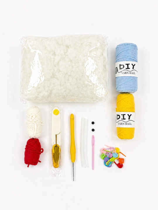 Мини набор для вязания крючком DIY, пряжа, крючки, наполнитель, для начинающих