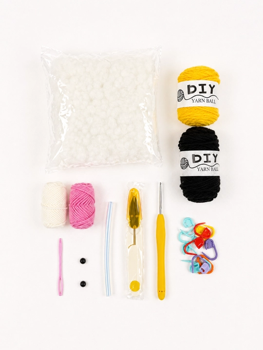 Мини набор для вязания крючком DIY, пряжа, крючки, наполнитель, для начинающих