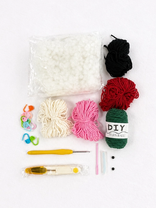 Мини набор для вязания крючком DIY, пряжа, крючки, наполнитель, для начинающих