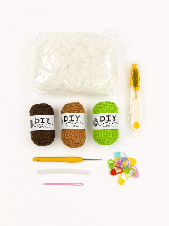 Мини набор для вязания крючком DIY, пряжа, крючки, наполнитель, для начинающих