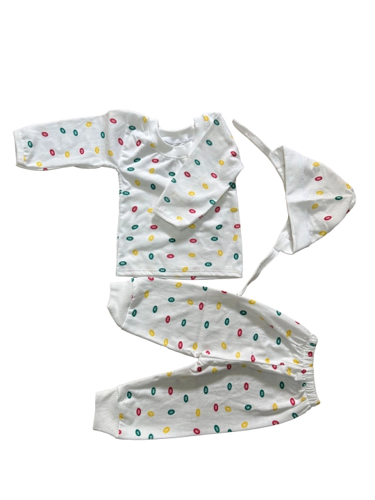 Chaqaloqlar uchun yumshoq paxtali uch to'plamli pijama