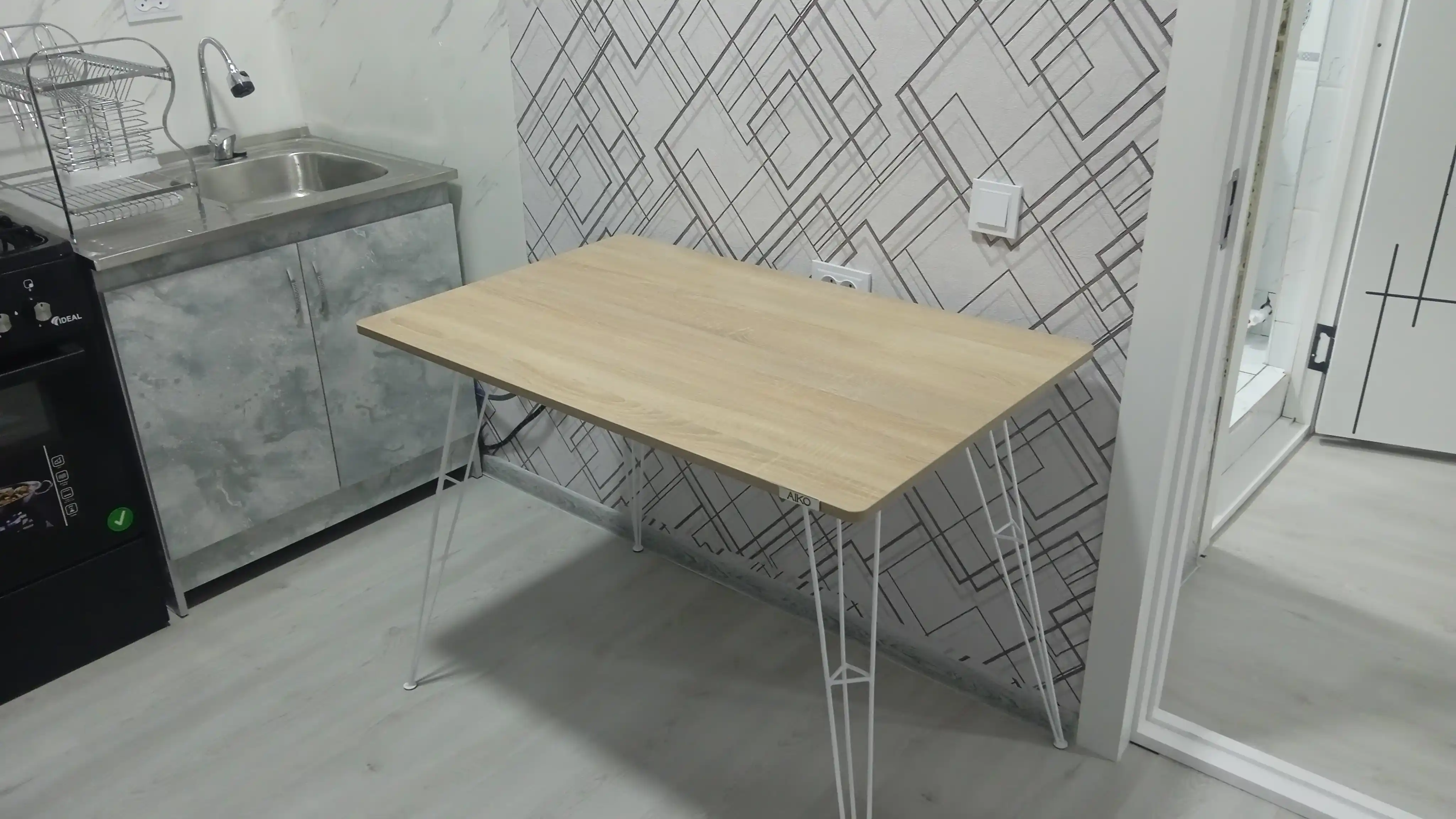 AIKO Indastrid oshxona stoli, ovqatlanish uchun, loft uslubida, metall karkasli