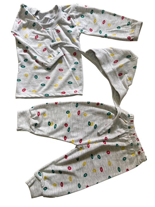 Chaqaloqlar uchun yumshoq paxtali uch to'plamli pijama - 