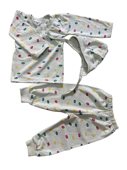 Chaqaloqlar uchun yumshoq paxtali uch to'plamli pijama